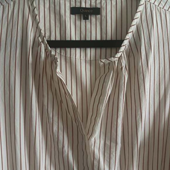 Quince Dress WORN ONCE White Red Stripes Pockets! large - Picture 7 of 8